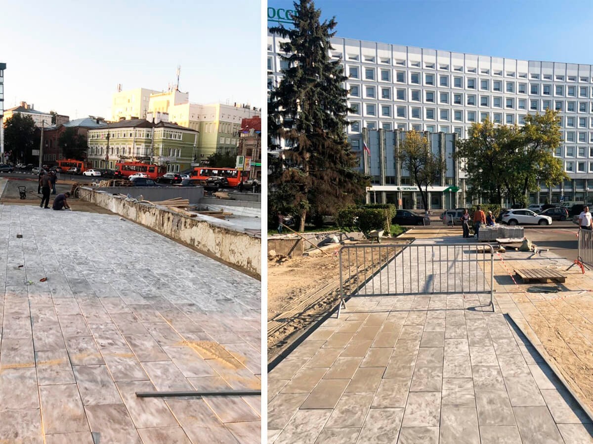 Выкладка тротуарной плитки из бетона на песчаное основание